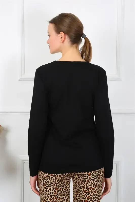 Akbeniz Ayollar Paxtalik Uzun Yengli Pijama To'plami 4129 - 4