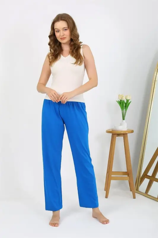 Akbeniz Ayollar Penye Tek tekis Pastki Pijama 27535 Moviy - AKBENIZ