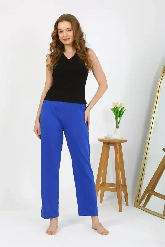 Akbeniz Ayollar Penye Toʻgʻri Bitta Pastki Pijama 27538 Sax - AKBENIZ