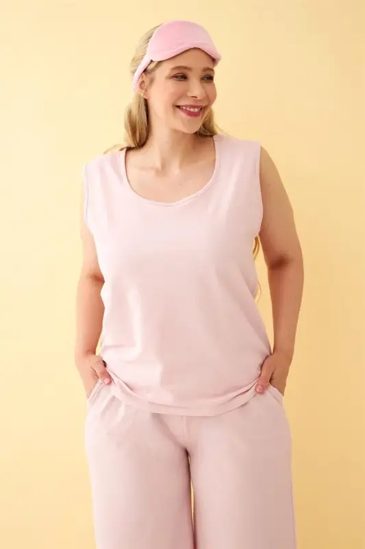 Akbeniz Ayollar Pushti Katta Razmer Triko Pastki Yuqori To'plam - 4