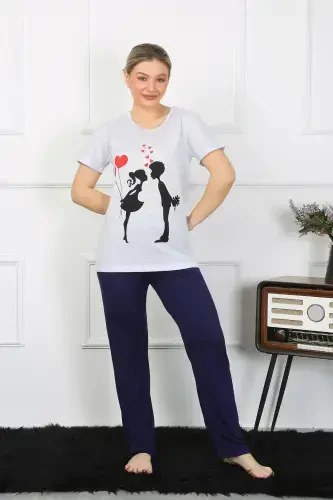 Akbeniz Ayollar Qisqa Yengli Paxtalik Pijama To'plami 4208 - 1