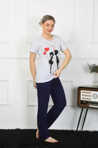 Akbeniz Ayollar Qisqa Yengli Paxtalik Pijama To'plami 4208 - AKBENIZ (1)