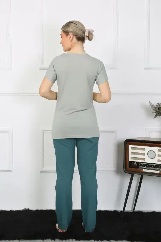 Akbeniz Ayollar Qisqa Yengli Penye Pijama To'plami 4210 - 2