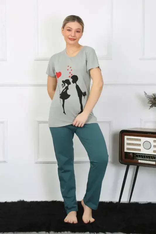Akbeniz Ayollar Qisqa Yengli Penye Pijama To'plami 4210 - 6