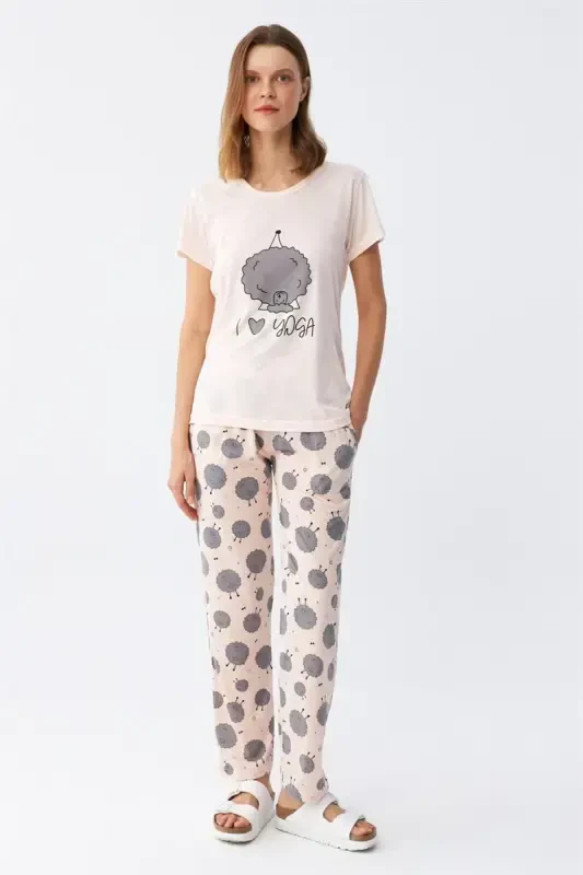 Akbeniz Ayollar Qisqa Yengli Pijama To'plami 20410 - 2