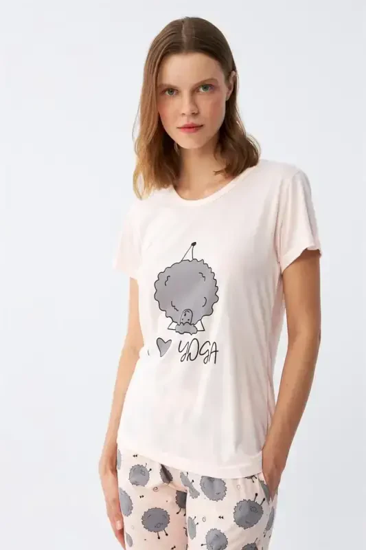 Akbeniz Ayollar Qisqa Yengli Pijama To'plami 20410 - 4