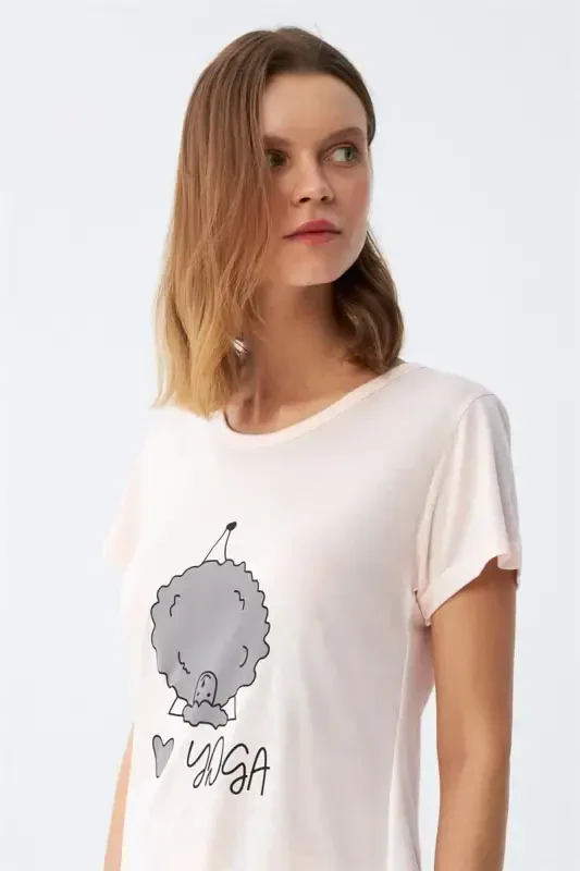 Akbeniz Ayollar Qisqa Yengli Pijama To'plami 20410 - 5