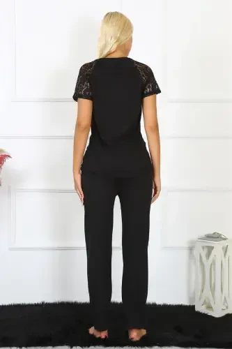 Akbeniz Ayollar Qo'l Dantelli Penye Pijama Takımı 4147 - 3