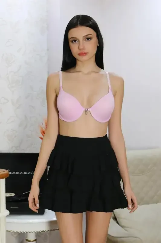 Akbeniz Ayollar Qo'llab-quvvatlovchi Balenli Tosh Detalli Sutyen 2407 Lila - 2