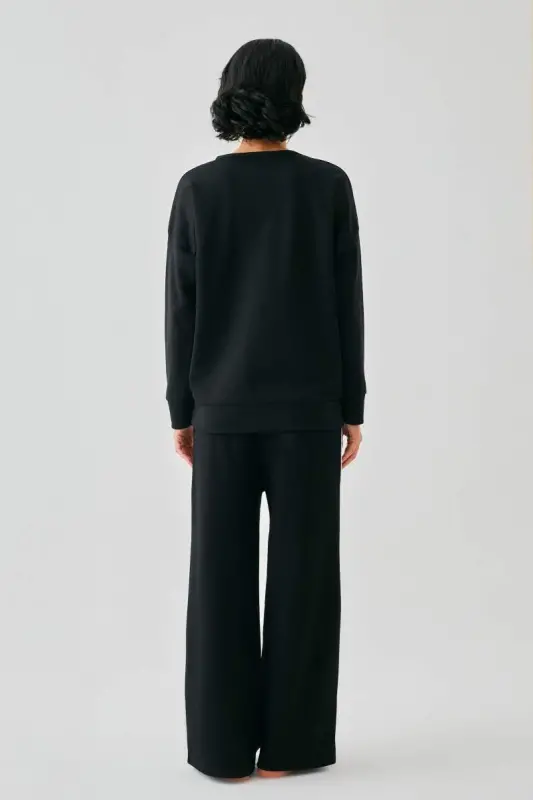 Akbeniz Ayollar Qora 777 Manifest Katta hajmli 2 Ip Sport Kiyimi Uy Kiyimlar To'plami - 7