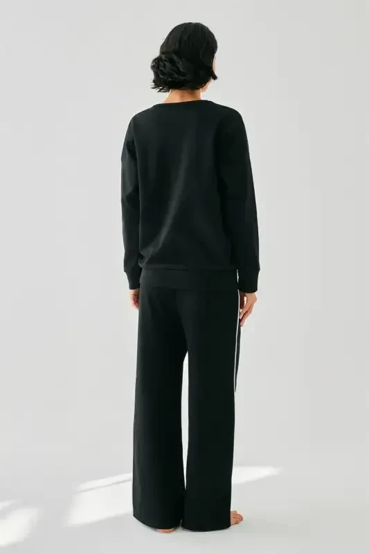 Akbeniz Ayollar Qora Baliq Burji Oversize 2 Ip Sport Uy Kiyim Kostyumi - 4