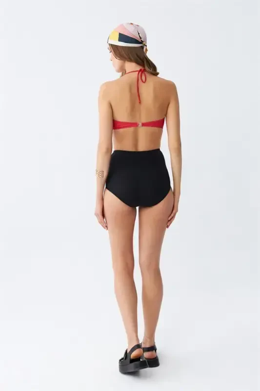 Akbeniz Ayollar Straplez Qizil Baland Bel Bikini To'plami - 6