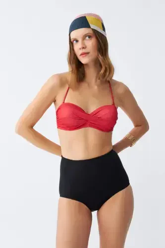 Akbeniz Ayollar Straplez Qizil Yuqori Bel Bikini To'plami - 4