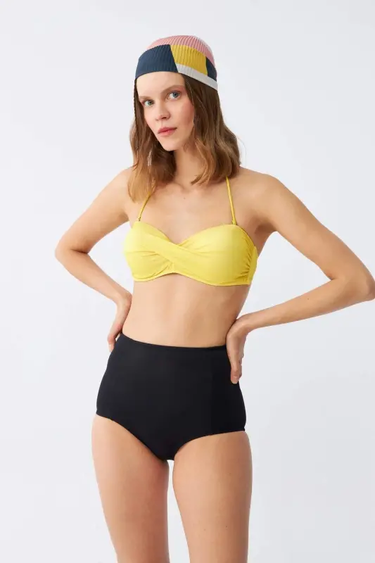 Akbeniz ayollar straplez sariq baland belli bikini to‘plami - 1