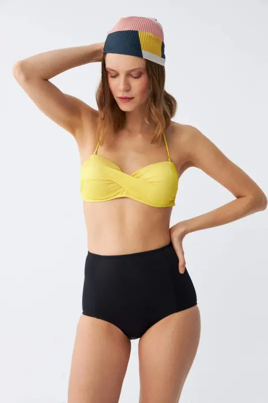 Akbeniz ayollar straplez sariq baland belli bikini to‘plami - 3