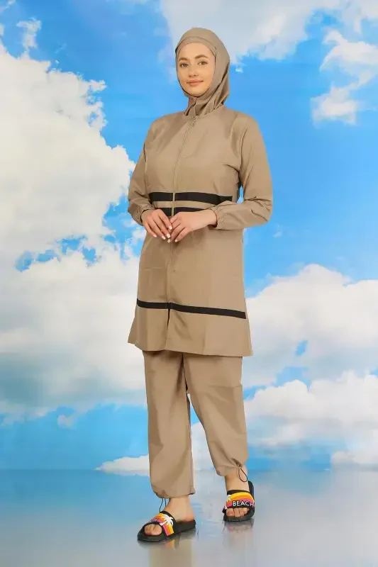 Akbeniz Ayollar To'liq Tesettür Mayo Bej 31061 - 2