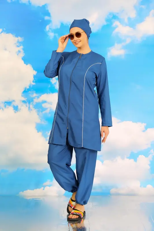 Akbeniz Ayollar To'liq Yopiq Indigo Mayosi 31060 - 2