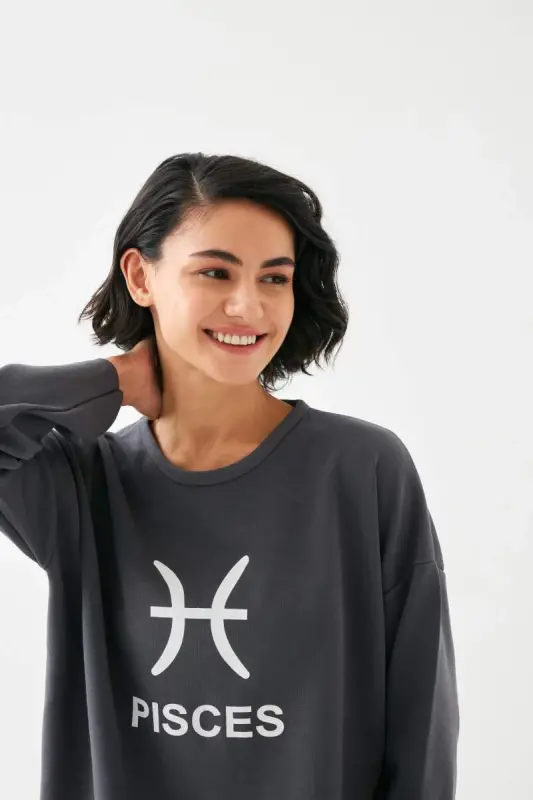 Akbeniz Ayollar Tutun Rangli Baliq Burji Katta Oʻlchamli 2 Ip Sport Kostyumi Uy Kiyimlar Toʻplami - 2