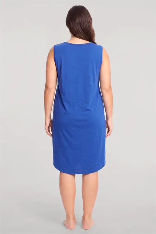 Akbeniz Ayollar uchun Basic Katta o'lchamli tungi ko'ylak - Sax Moviy - 4