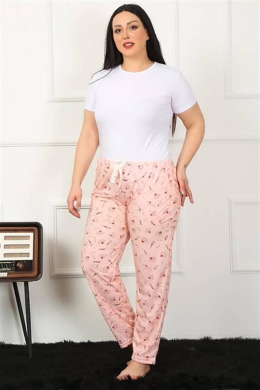 Akbeniz ayollar uchun paxtadan tayyorlangan katta oʻlchamli pastki pijama 27451 - 1