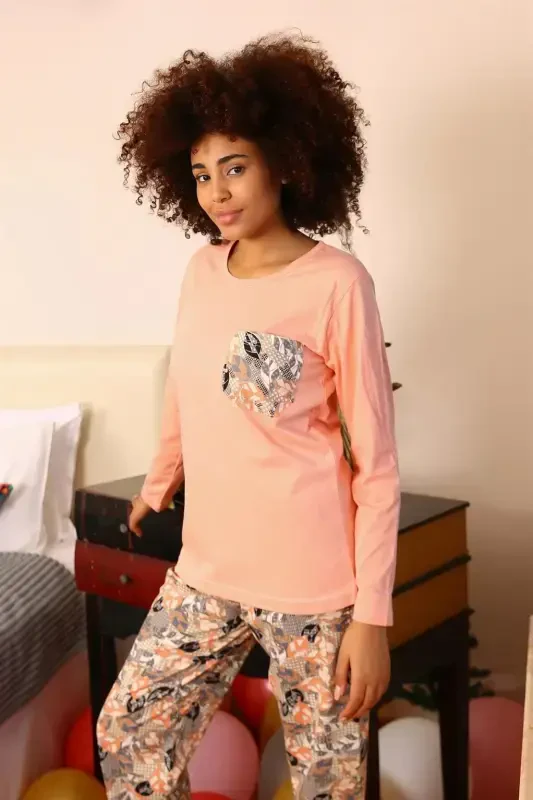 Akbeniz Ayollar Uzun Qisma Penye Pijama To'plami 4196 - 2