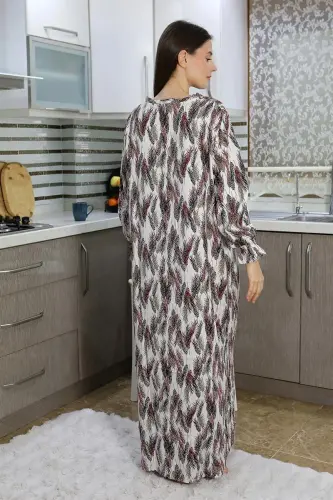 Akbeniz Ayollar Uzun Qo'lli Penye Tunlik Uy Libosi Qizil 25500 - 3