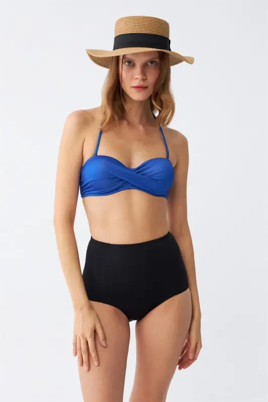 Akbeniz ayollar yelkansiz ko'k baland belli bikini to'plami - AKBENIZ