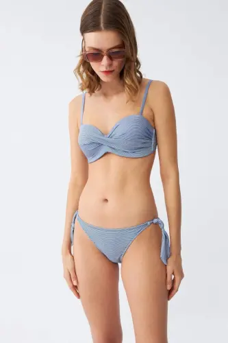 Akbeniz ayollar yelkansiz ko'k bikini to'plami - 1