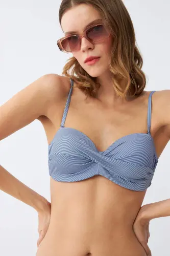Akbeniz ayollar yelkansiz ko'k bikini to'plami - 4