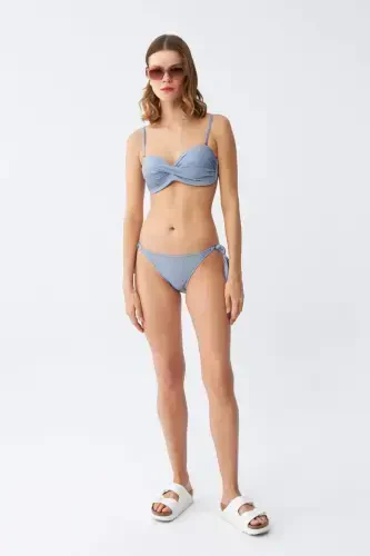 Akbeniz ayollar yelkansiz ko'k bikini to'plami - 3