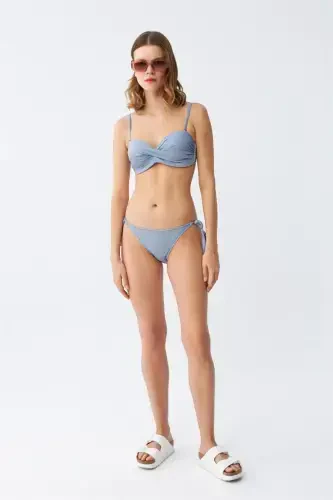 Akbeniz Ayollar Yelkansiz Moviy Bikini To'plami - 3