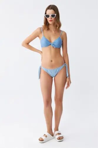 Akbeniz Ayollar Yon tomondan bog'langan yarim qo'llab-quvvatlovchi bantli pastki-yuqori bikini to'plami muzli moviy 35014 - 6