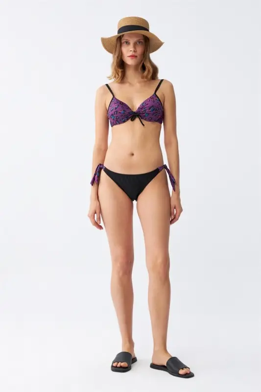 Akbeniz Ayollar Yon tomonidan bog'langan yarim qo'llab-quvvatlovchi bantikli pastki-yuqori bikini to'plami binafsha 35014 - 7
