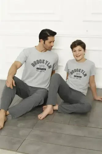 Akbeniz Baba Oğul Gri Aile Pijama Takım Ayrı Ayrı Satılır 50102 - 2