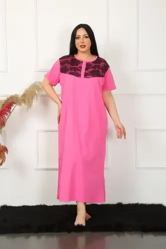 Akbeniz Big Dantelli Qisqa Qol Fuchsiya Ona Kechasi 1348 