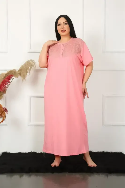 Akbeniz Big Lace Detailed Short Sleeve Mother Nightgown 1348 - 2