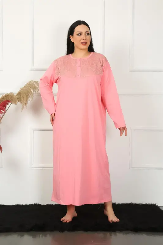 Akbeniz Big Uzun Kol Dantelli Somon Anne Gecelik 1355 - 2