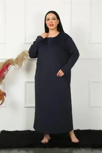 Akbeniz Big Uzun Kol Dantelli To'q ko'k Ona Kechaligi 1355 