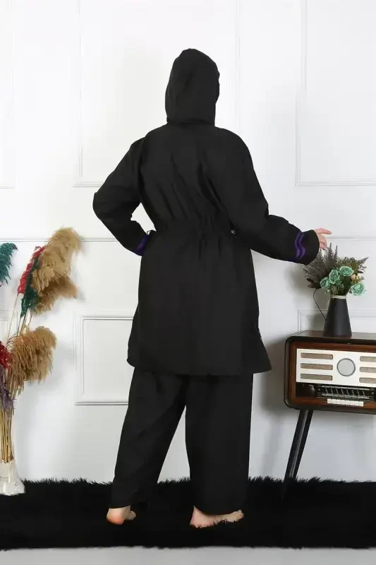 Акбениз Большой Размер Закрытый Купальник 60-62-64-66 Размер Черный 55015 - 3