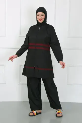 Акбениз Большой Размер Закрытый Купальник Черный 44025 - 3