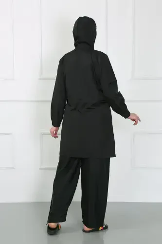 Акбениз Большой Размер Закрытый Купальник Черный 44025 - 4