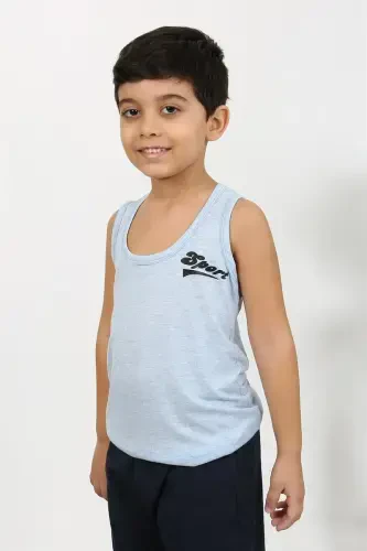 Akbeniz Boys' Sleeveless Knitted Pajamas Set Blue 20439 - AKBENIZ (1)