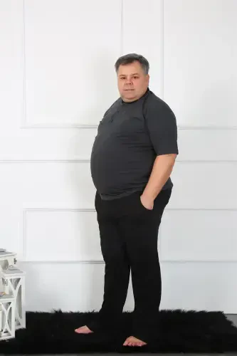 Akbeniz Büyük Beden Erkek Antrasit Penye Pijama Takım 65010 - Akbeniz (1)