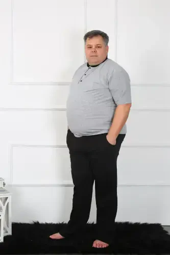 Akbeniz Büyük Beden Erkek Gri Penye Pijama Takım 65010 - Akbeniz (1)