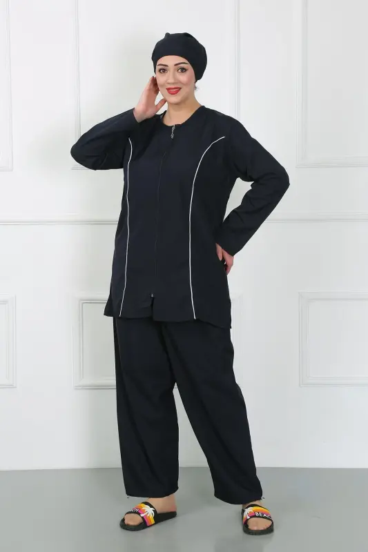 Akbeniz Büyük Beden Tesettür Büyük Mayo Lacivert 44010 - 5