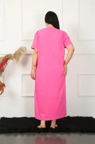 Akbeniz Big Dantelli Kısa Kol Fuşya Anne Gecelik 1348 - 6