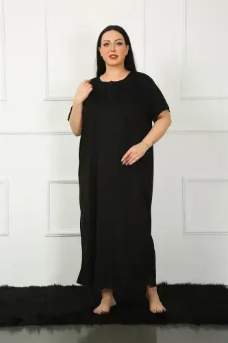 Akbeniz Big Dantelli Kısa Kol Siyah Anne Gecelik 1348 - 4