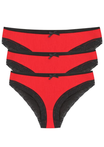 Akbeniz Cotton 3 Pack Panties Red 40258 - MODAZONE