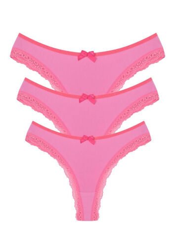 Akbeniz Cotton 3-Piece Thong Panties Pink 40251 - AKBENIZ