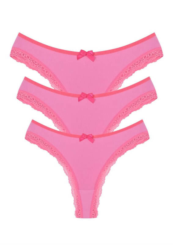 Akbeniz Cotton 3-Piece Thong Panties Pink 40251 - 1